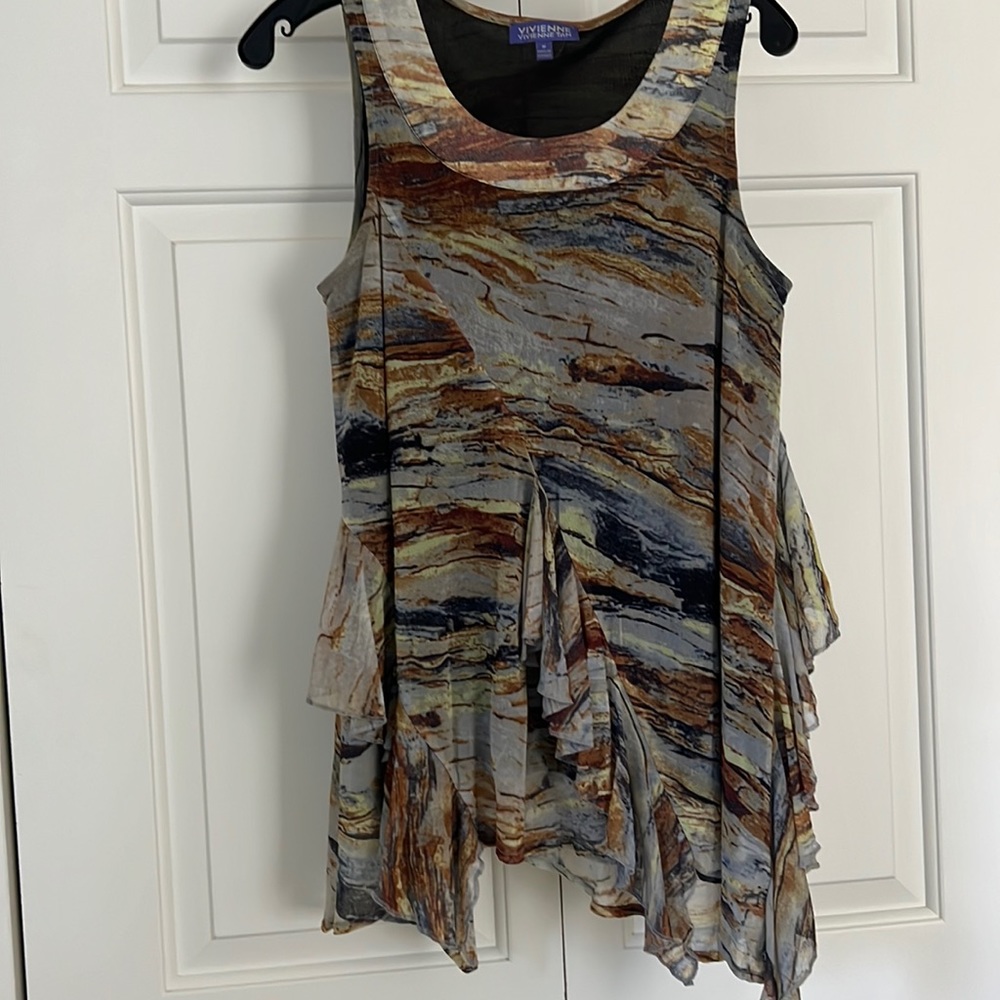 Cool too by Vivienne Tam in blue, gray, tans and browns.
